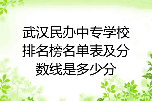 武汉民办中专学校排名榜名单表及分数线是多少分
