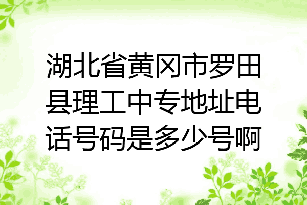 湖北省黄冈市罗田县理工中专地址电话号码是多少号啊