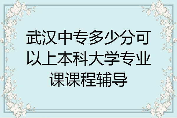 武汉中专多少分可以上本科大学专业课课程辅导