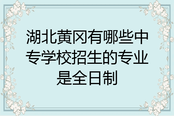 湖北黄冈有哪些中专学校招生的专业是全日制
