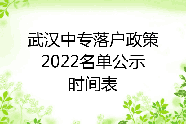 武汉中专落户政策2022名单公示时间表