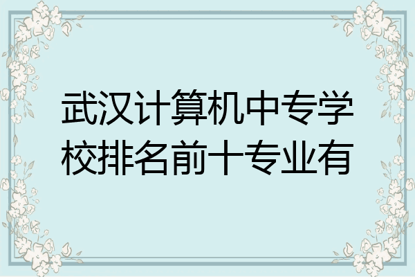 武汉计算机中专学校排名前十专业有