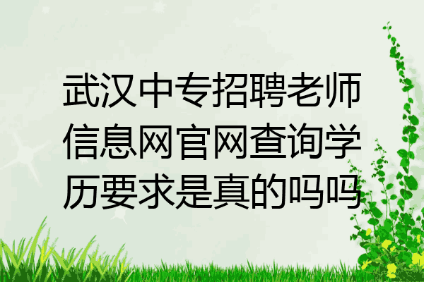 武汉中专招聘老师信息网官网查询学历要求是真的吗吗