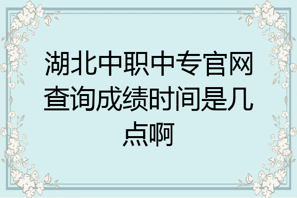 湖北中职中专官网查询成绩时间是几点啊
