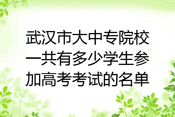 武汉市大中专院校一共有多少学生参加高考考试的名单