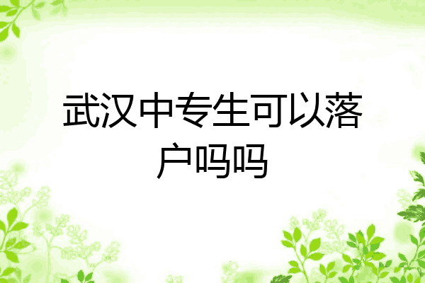 武汉中专生可以落户吗吗