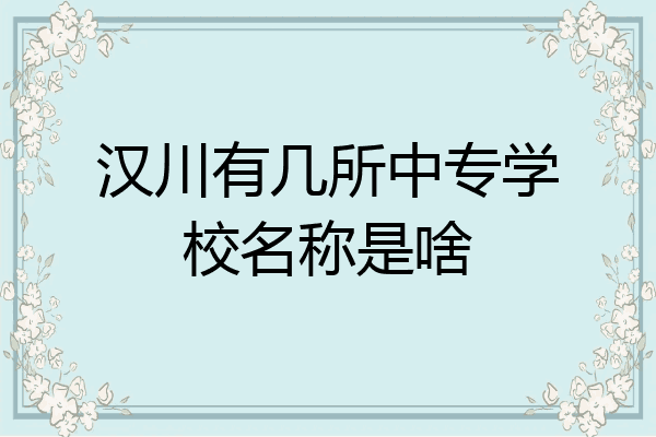 汉川有几所中专学校名称是啥