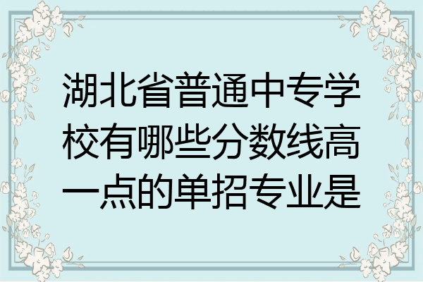 湖北省普通中专学校有哪些分数线高一点的单招专业是