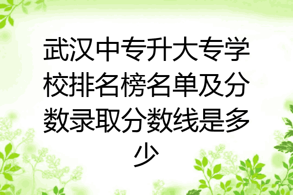 武汉中专升大专学校排名榜名单及分数录取分数线是多少