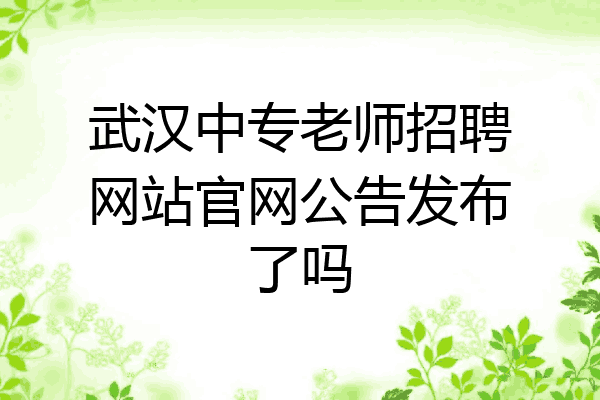 武汉中专老师招聘网站官网公告发布了吗