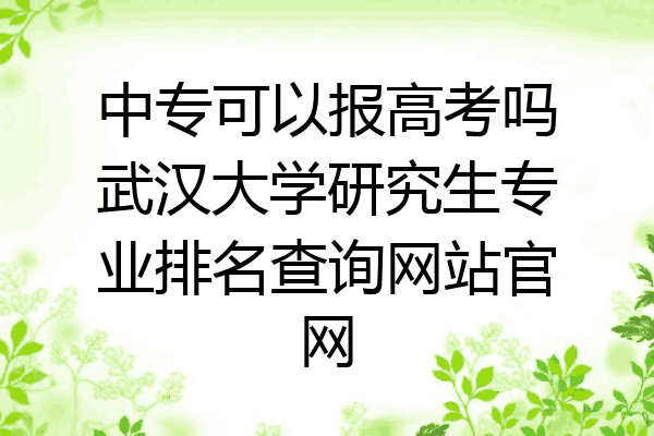 中专可以报高考吗武汉大学研究生专业排名查询网站官网