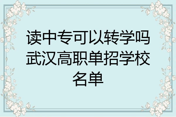 读中专可以转学吗武汉高职单招学校名单