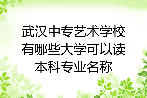 武汉中专艺术学校有哪些大学可以读本科专业名称