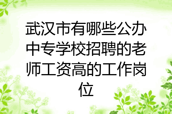 武汉市有哪些公办中专学校招聘的老师工资高的工作岗位