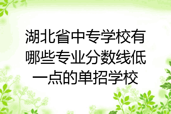 湖北省中专学校有哪些专业分数线低一点的单招学校
