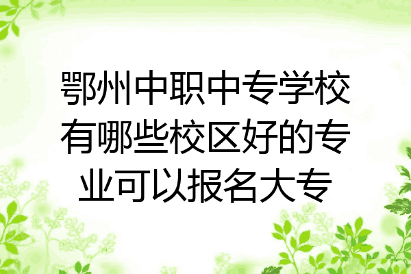 鄂州中职中专学校有哪些校区好的专业可以报名大专