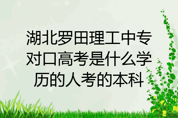湖北罗田理工中专对口高考是什么学历的人考的本科