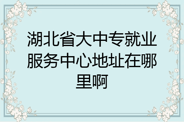 湖北省大中专就业服务中心地址在哪里啊