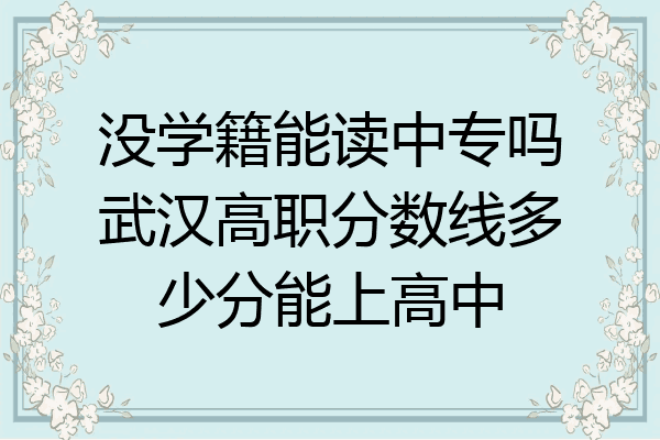 没学籍能读中专吗武汉高职分数线多少分能上高中
