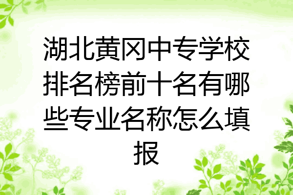 湖北黄冈中专学校排名榜前十名有哪些专业名称怎么填报