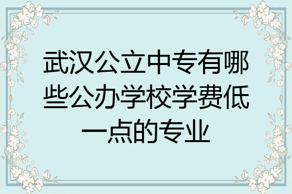 武汉公立中专有哪些公办学校学费低一点的专业