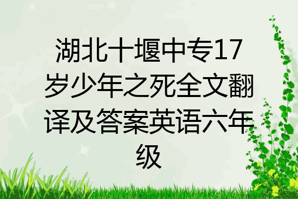 湖北十堰中专17岁少年之死全文翻译及答案英语六年级
