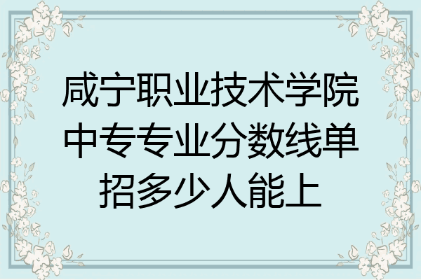 咸宁职业技术学院中专专业分数线单招多少人能上