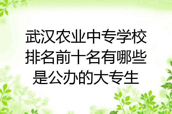 武汉农业中专学校排名前十名有哪些是公办的大专生