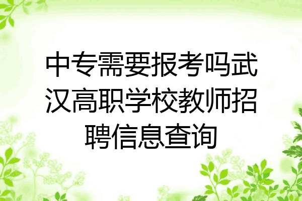 中专需要报考吗武汉高职学校教师招聘信息查询