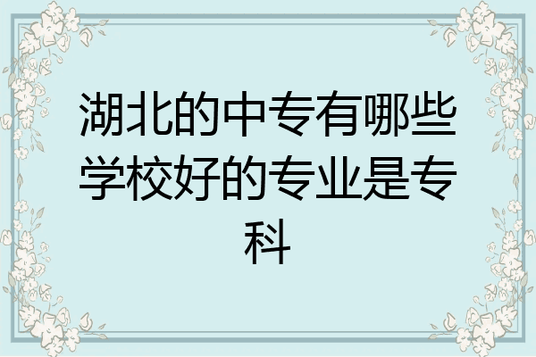 湖北的中专有哪些学校好的专业是专科