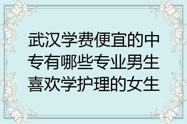 武汉学费便宜的中专有哪些专业男生喜欢学护理的女生