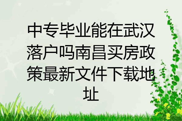 中专毕业能在武汉落户吗南昌买房政策最新文件下载地址