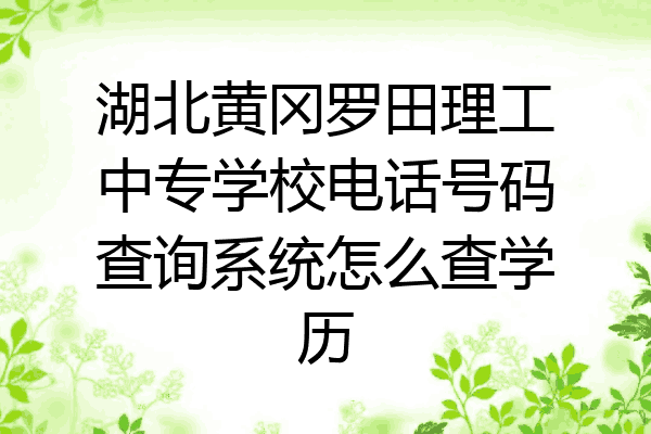 湖北黄冈罗田理工中专学校电话号码查询系统怎么查学历
