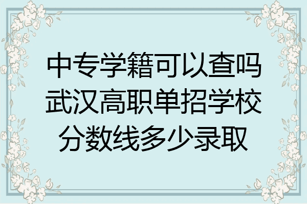 中专学籍可以查吗武汉高职单招学校分数线多少录取