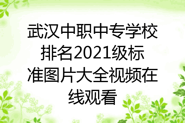 武汉中职中专学校排名2021级标准图片大全视频在线观看