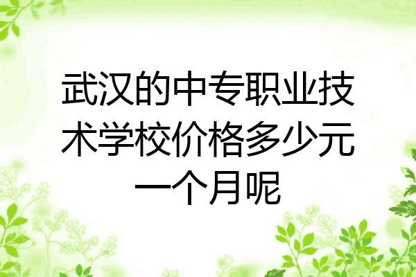 武汉的中专职业技术学校价格多少元一个月呢
