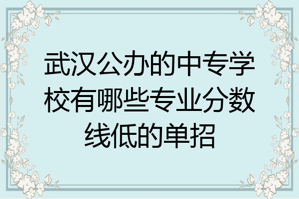 武汉公办的中专学校有哪些专业分数线低的单招