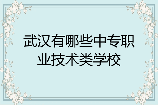 武汉有哪些中专职业技术类学校