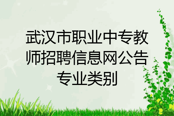 武汉市职业中专教师招聘信息网公告专业类别