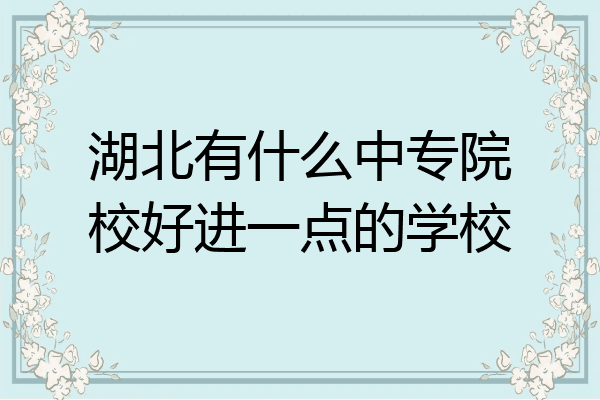 湖北有什么中专院校好进一点的学校