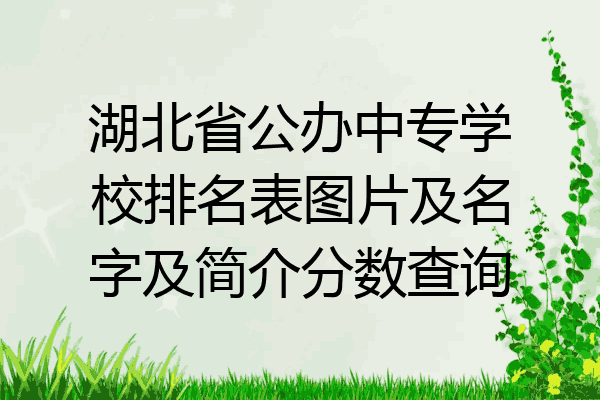 湖北省公办中专学校排名表图片及名字及简介分数查询