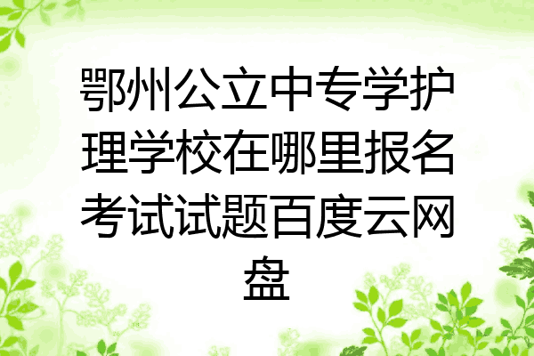 鄂州公立中专学护理学校在哪里报名考试试题百度云网盘