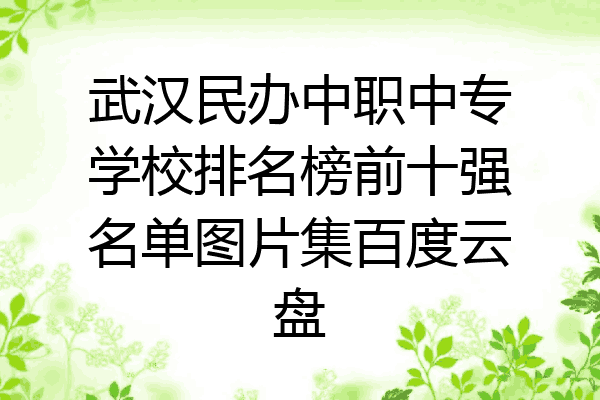 武汉民办中职中专学校排名榜前十强名单图片集百度云盘