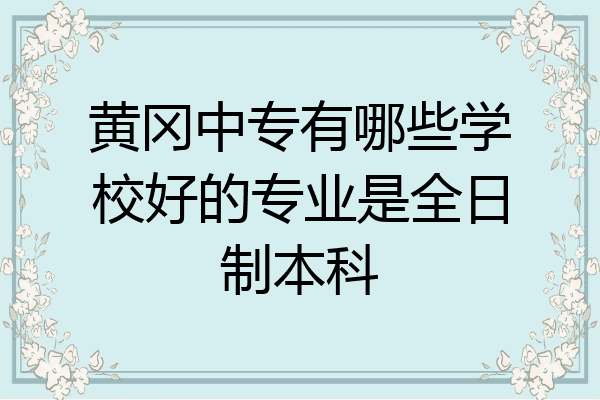 黄冈中专有哪些学校好的专业是全日制本科
