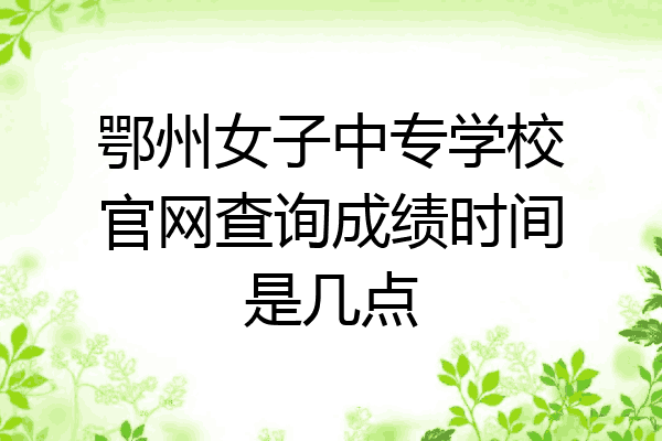 鄂州女子中专学校官网查询成绩时间是几点