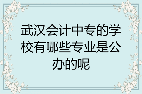 武汉会计中专的学校有哪些专业是公办的呢