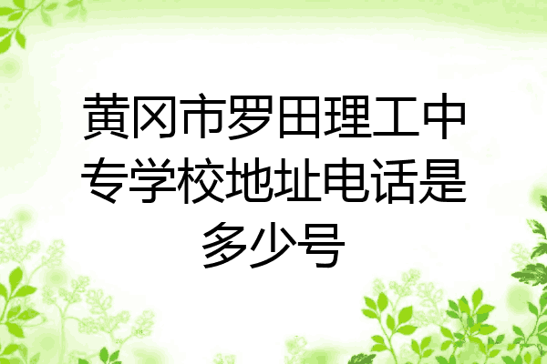 黄冈市罗田理工中专学校地址电话是多少号