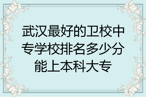 武汉最好的卫校中专学校排名多少分能上本科大专