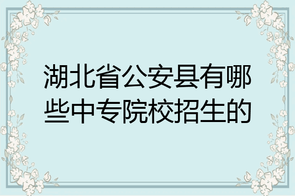 湖北省公安县有哪些中专院校招生的
