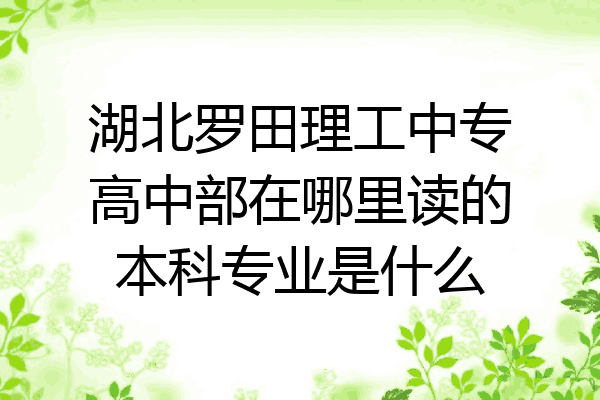 湖北罗田理工中专高中部在哪里读的本科专业是什么